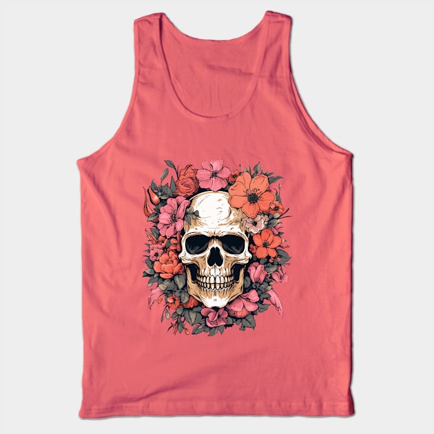 Skull and Flowers Tank Top by VelvetRoom